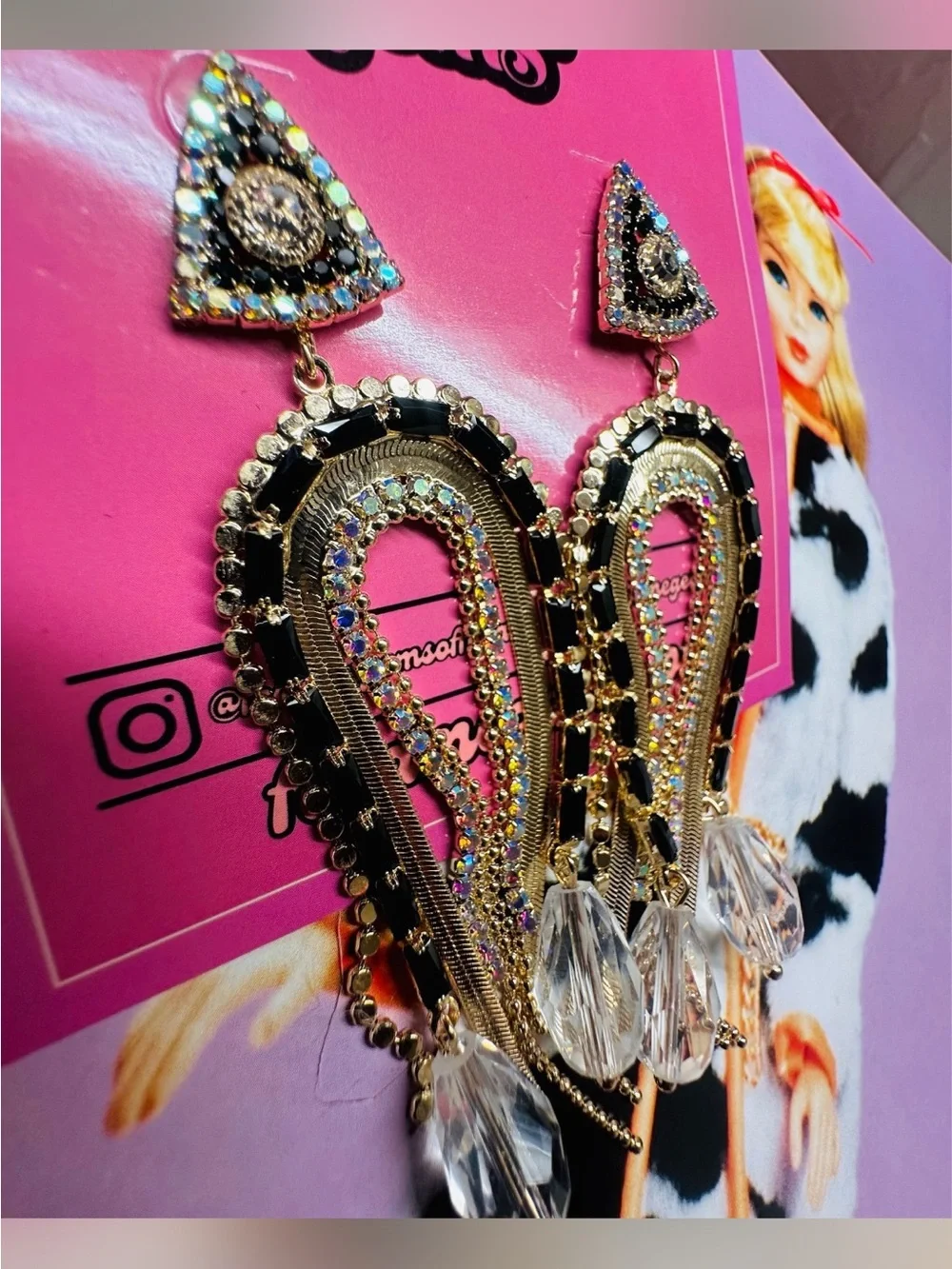 Feed Me Gems “Cleo” Heist Queen Rainbows Statement Earrings